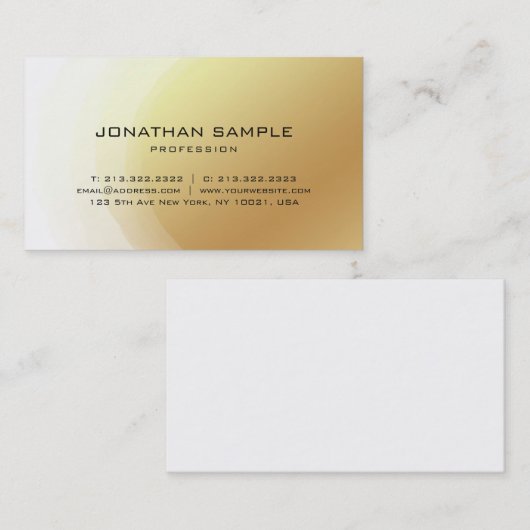 Gold Glam Design Elegante Moderne Berufliche Schli Visitenkarte (Vorne/Hinten)