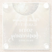 Gold Glam Disco Ball 50 Jahre Hochzeit Glasuntersetzer (Rückseite)