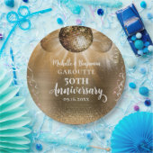 Gold Glam Disco Ball 50 Jahre Hochzeit Pappteller (Party)