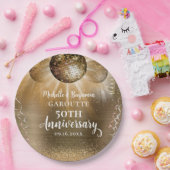 Gold Glam Disco Ball 50 Jahre Hochzeit Pappteller (Party)