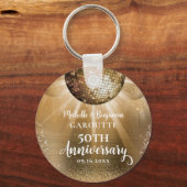 Gold Glam Disco Ball 50 Jahre Hochzeit Schlüsselanhänger (Rückseite)