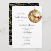 Gold Glam Disco Ball Bridal Shower Einladung (Vorne/Hinten)