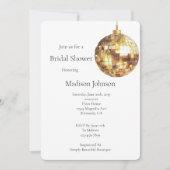 Gold Glam Disco Ball Bridal Shower Einladung (Vorderseite)