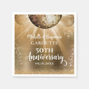 Gold Glam Disco-Kugel 50. Hochzeitstag Serviette
