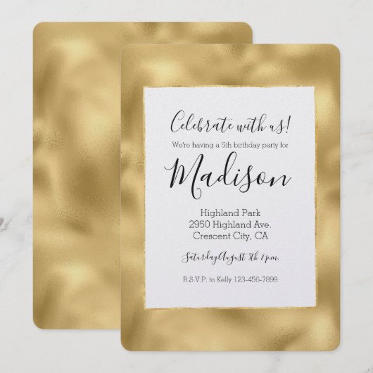 Gold Glam Einladung (Vorne/Hinten)
