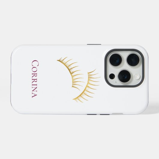 Gold Glam Eyelashes iPhone Hülle (Rückseite (Horizontal))