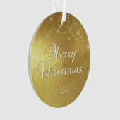 Gold Glam Frohe Weihnachts Couple Foto Ornament (Vorderseite)