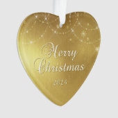 Gold Glam Frohe Weihnachts Couple Foto Ornament (Vorderseite)