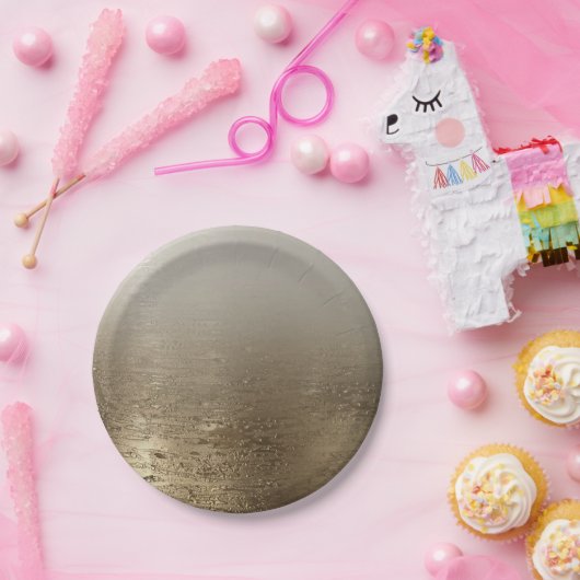 Gold Glam Gilded Brush Moderne Eleganz Pappteller (Party)