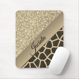 Gold Glam Giraffe Print Mousepad