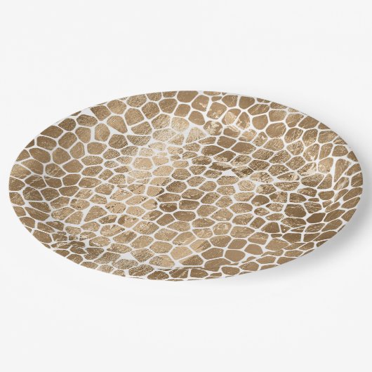 Gold Glam Giraffe Print Pappteller (Schrägansicht)