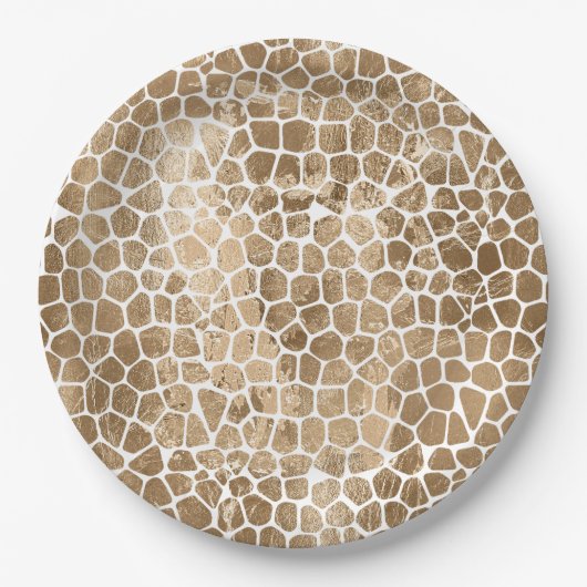 Gold Glam Giraffe Print Pappteller (Vorderseite)