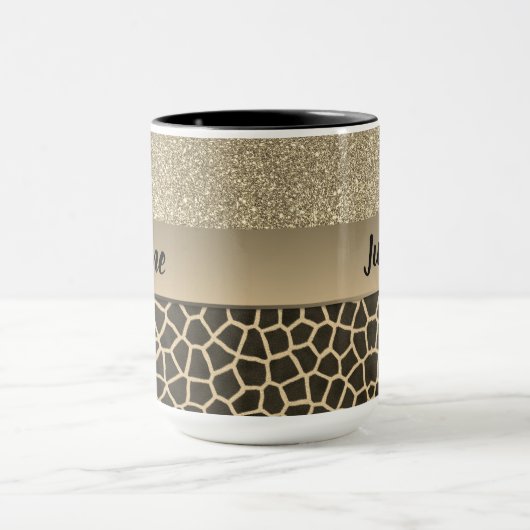 Gold Glam Giraffe Print Tasse (Zentrum)