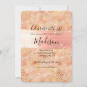 Gold Glam Girl Peach Pink Blush Leopard Print Einladung (Vorderseite)