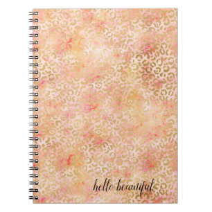 Gold Glam Girl Peach Pink Blush Leopard Print Notizblock