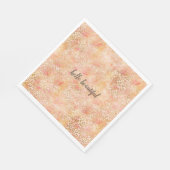 Gold Glam Girl Peach Pink Blush Leopard Print Serviette (Ecke)