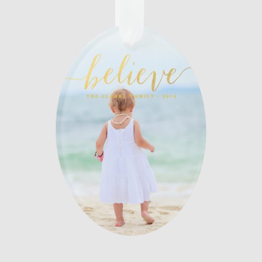 Gold Glam Glauve Holiday Foto Ornament (Vorderseite)