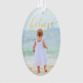 Gold Glam Glauve Holiday Foto Ornament (Vorderseite)
