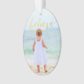Gold Glam Glauve Holiday Foto Ornament (Vorderseite)