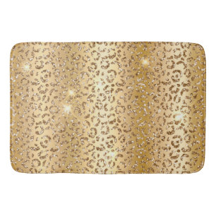Gold Glam Glitter Leopard Badematte