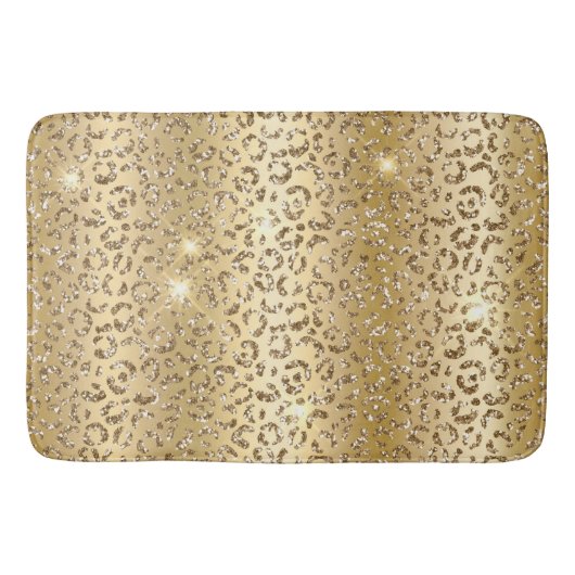 Gold Glam Glitter Leopard Badematte (Vorderseite)