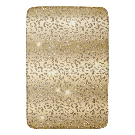 Gold Glam Glitter Leopard Badematte (Vorderseite Vertikal)
