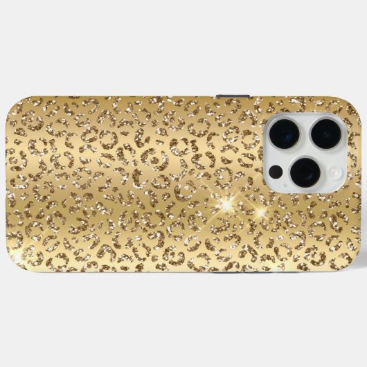 Gold Glam Glitter Leopard Case-Mate iPhone Hülle (Rückseite (Horizontal))
