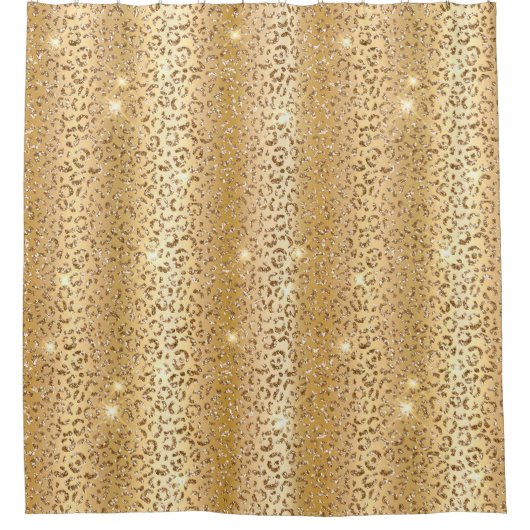 Gold Glam Glitter Leopard Duschvorhang (Vorderseite)