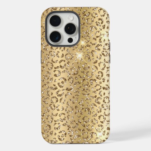 Gold Glam Glitter Leopard iPhone Hülle (Rückseite)