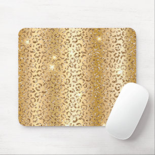 Gold Glam Glitter Leopard Mousepad