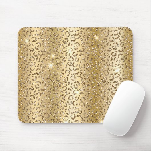 Gold Glam Glitter Leopard Mousepad (Mit Mouse)