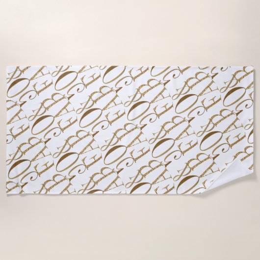Gold Glam Glitz 50 & Fabulous Muster Strandtuch (Vorderseite)