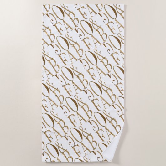 Gold Glam Glitz 50 & Fabulous Muster Strandtuch (Vorderseite)