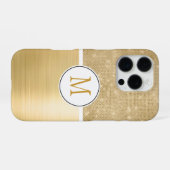 Gold Glam Glitz Monogramm iPhone Hülle (Rückseite (Horizontal))
