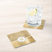 Gold Glam Glitz Monogramm Rechteckiger Pappuntersetzer (Vor Ort)