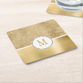 Gold Glam Glitz Monogramm Rechteckiger Pappuntersetzer (angewinkelt)