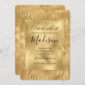 Gold Glam Glitz Zebra Print Einladung (Vorne/Hinten)