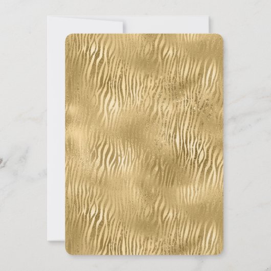 Gold Glam Glitz Zebra Print Einladung (Rückseite)
