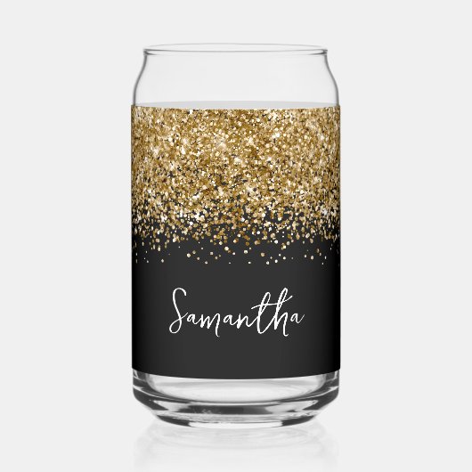 Gold Glam Glitzer auf Black Dosenglas (Vorderseite)