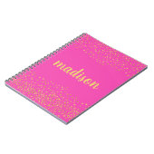 Gold Glam Glitzer Confetti | Heiß rosa Spirale Notizblock (Linke Seite)