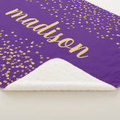Gold Glam Glitzer Confetti | PERSONALISIERT LILA Sherpadecke (3/4)