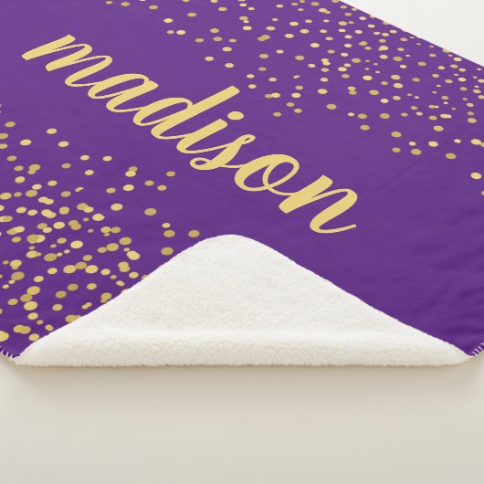 Gold Glam Glitzer Confetti | PERSONALISIERT LILA Sherpadecke (3/4)