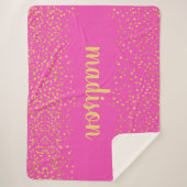 Gold Glam Glitzer Confetti | Personalisiert rosa Sherpadecke (Vorderseite)