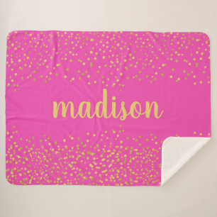 Gold Glam Glitzer Confetti   Personalisiert rosa Sherpadecke