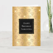 Gold Glam Glitzer Diamonds Birthday Karte (Vorderseite)