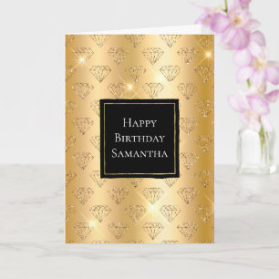 Gold Glam Glitzer Diamonds Birthday Karte