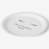 Gold Glam Glitzer Eyelashes Pappteller (Schrägansicht)