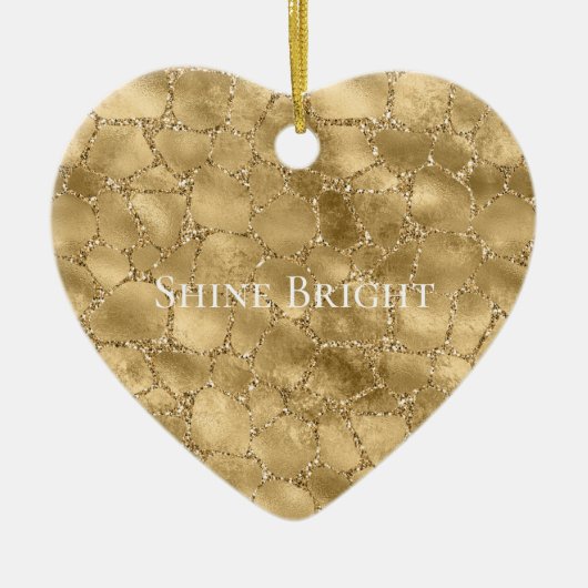 Gold Glam Glitzer Giraffe Leopard Print Keramik Ornament (Vorne)