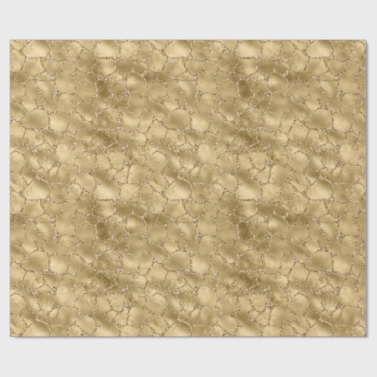 Gold Glam Glitzer Giraffe Print Geschenkpapier (Flach)