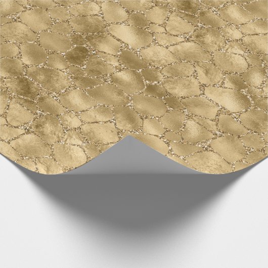 Gold Glam Glitzer Giraffe Print Geschenkpapier (Ecke)